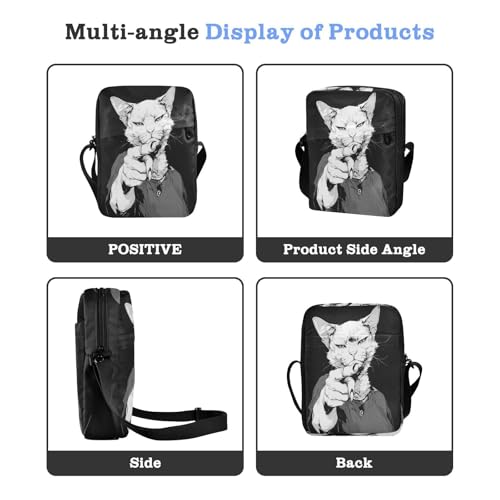 messenger bag cute crossbody bag men Womens Cross Body Purse Bags Adjustable Strap for Outdoor Daily Outdoor Daily- Black Punk Cat White Cool4