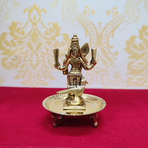 Image of RAMA METAL Brass Murugan Idol | Mini Lord Murugan Statue | Lord Kartikeya Idol | Mini Murugan Silai | Kumaraswamy Brass