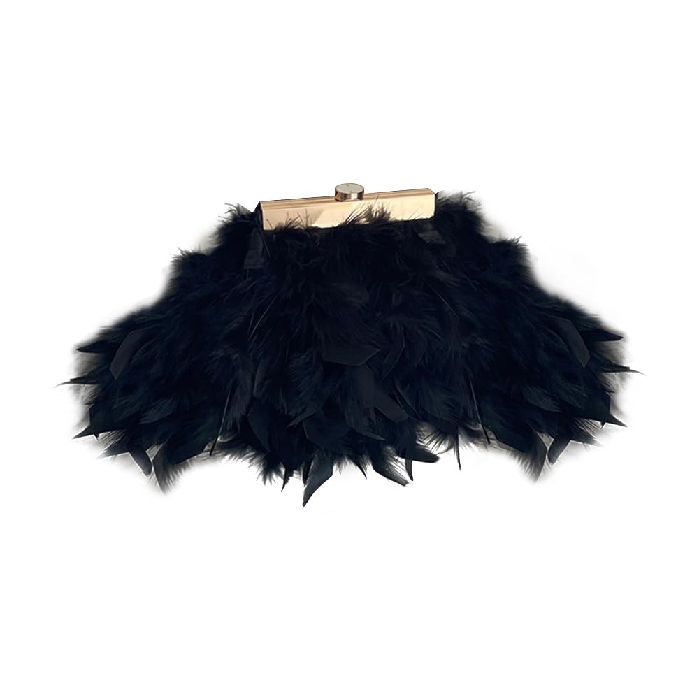 Pochette bourse en véritables plumes d'autruche de luxe