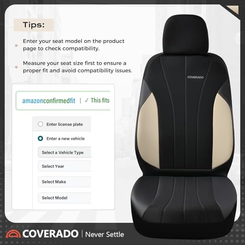Image of Coverado Car Seat Covers Full Set, Waterproof Automotive Seat Protectors 5 Seats,Beige Driver Protectors Universal Fit for SUVs, Trucks, Sedans,Car Accessories