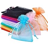 RENKE 60 Pcs Organza Bags, Mesh Bags for Jewellery, Mesh Candy Favour Bag for Wedding Party Festival Game (Multicolor)