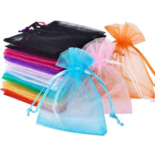 RENKE 60 Pcs Organza Bags, Mesh Bags for Jewellery, Mesh Candy Favour Bag for Wedding Party Festival Game (Multicolor)