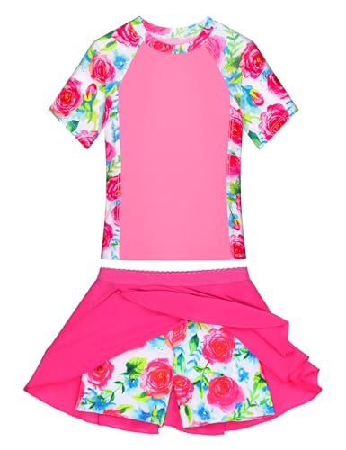 Image of Girls Swimsuit One Piece Bathing Suit Sleeveless Swimwear Matching Skirts for Toddler Kids Swim Surfing