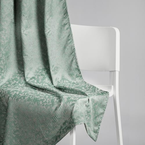 Image of haus & kinder Jacquard Door Curtains 7 Feet Long Pack of 2 Door Curtains, 7 Feet Curtains for Door (Ivy Breeze, Forest Floral Nature Design 130x213 CM)
