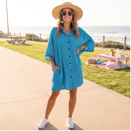 Vestido midi de baño con botones que soluciona tu estilo playero de forma ligera 5