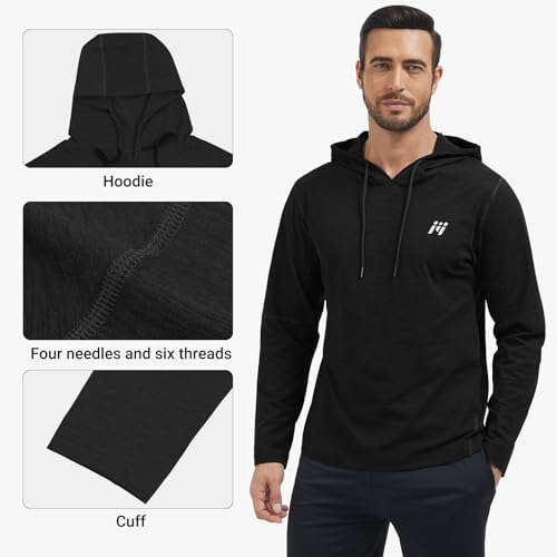 MEETWEE Herren Tank Top, Sportshirt mit Kapuze Ärmelloses/Langarm Muskelshirts Fitness Sleeveless Shirt Atmungsaktiv Laufshirt Achselshirts Hoodie für Gym Running Training 4