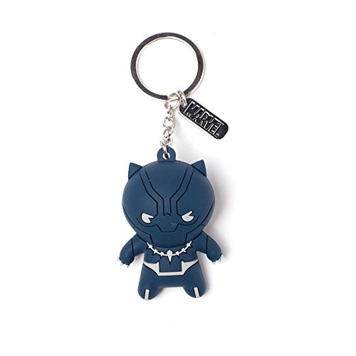 Marvel Comics Black Panther Kawaii - Llavero con colgante de goma 3D, 10 cm, color azul
