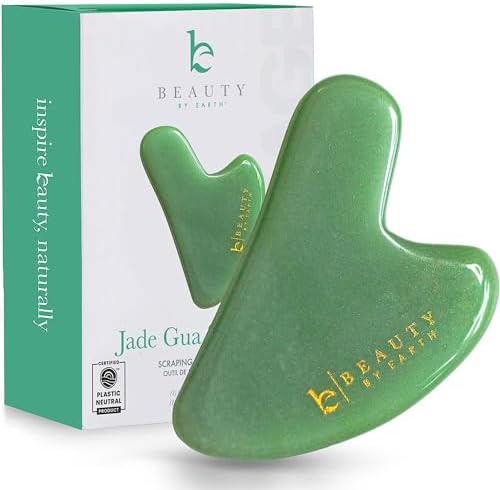 Jade Gua Sha Facial Tools - Depuffer & Massager Tool for Lymphatic Drainage