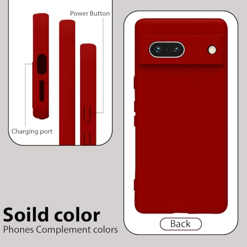 Image of KACA Silicone Back Case for Google Pixel 7a, Soft-Touch, Shockproof Phone Back Cover for Google Pixel 7a (Red)