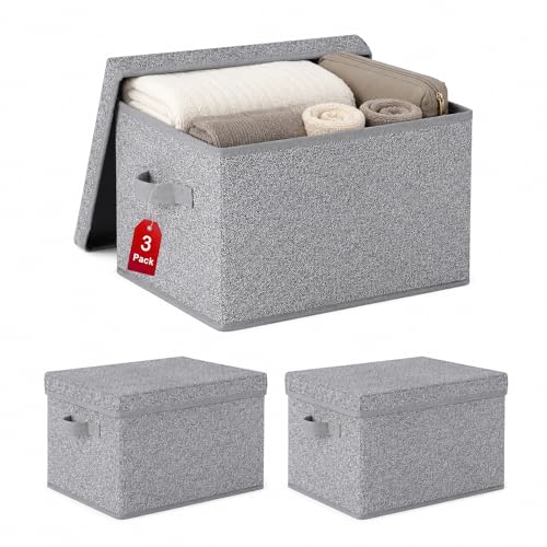 WUIKE Foldable Storage Bins with Lids, Storage Boxes with Handles, Closet Shelf Organizer, Fabric...