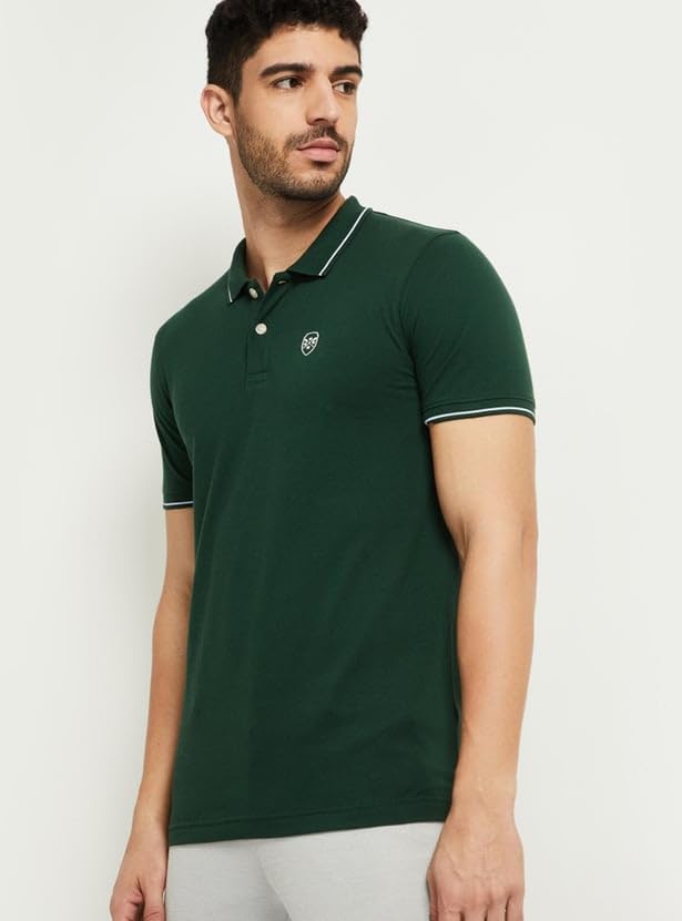 Image of Max Men's Polycotton Half Sleeves Regular Fit Solid Polo T-Shirt