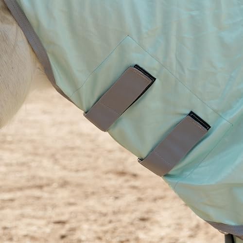 Image of Horse Fly Sheet with Detachable Neck Cover & Belly Wrap, Adjustable Fly Sheet for Horses, Ventilated Airflow Mesh Equine Cooling Summer Flysheet Green 78