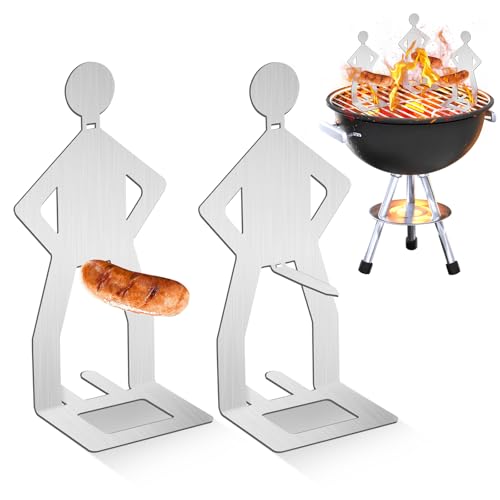 KFDDRN Wurst Grillgestelle, 2 Stück Grillwursthalter Edelstahl, Grill Zubehör für Gasgrill, Lustiger Männer Hot-Dog BBQ Tools für Outdoor Camping Kochzubehör