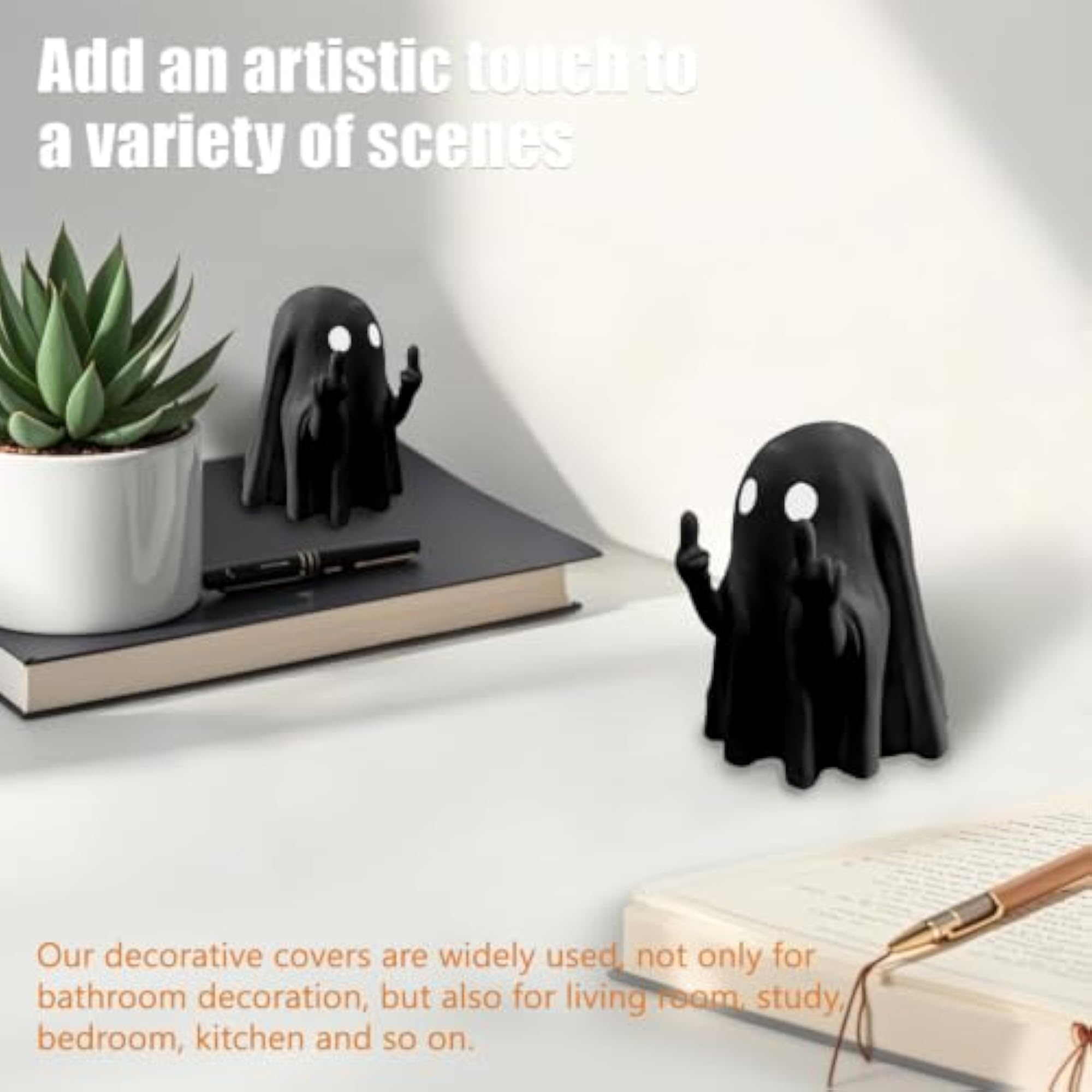2 PCS Cute Ghost Figurine Halloween Decor Tabletop Ornament