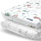 Pobibaby - Paquete de 2 sábanas bajeras Premium Pack N Play para paquete estándar y juegos y minicunas - Mezcla de algodón ultrasuave, seguras y cómodas para el bebé