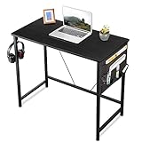 YeTom シンプルワークデスク 机 デスク パソコンデスク pcデスク 幅80*奥行40cm 収納袋付き勉強机 フック付き学習机 オフィスデスク モニターアーム取付対応 組立簡単 テレワーク 黒い