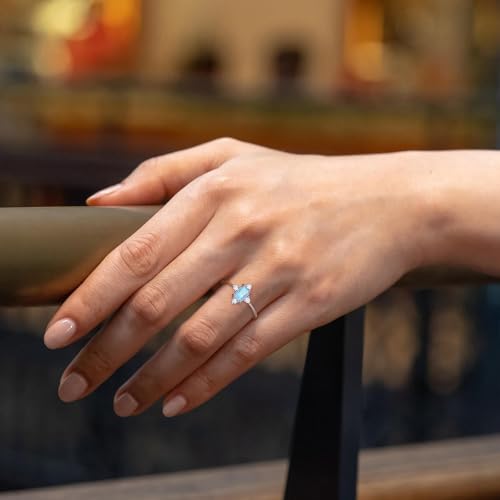 SHINYSO 925 Sterling Silver Ring Wedding Bands for Women Created Opal Engagement Promise Ring and Anniversary Eternity Rings Size 4-104