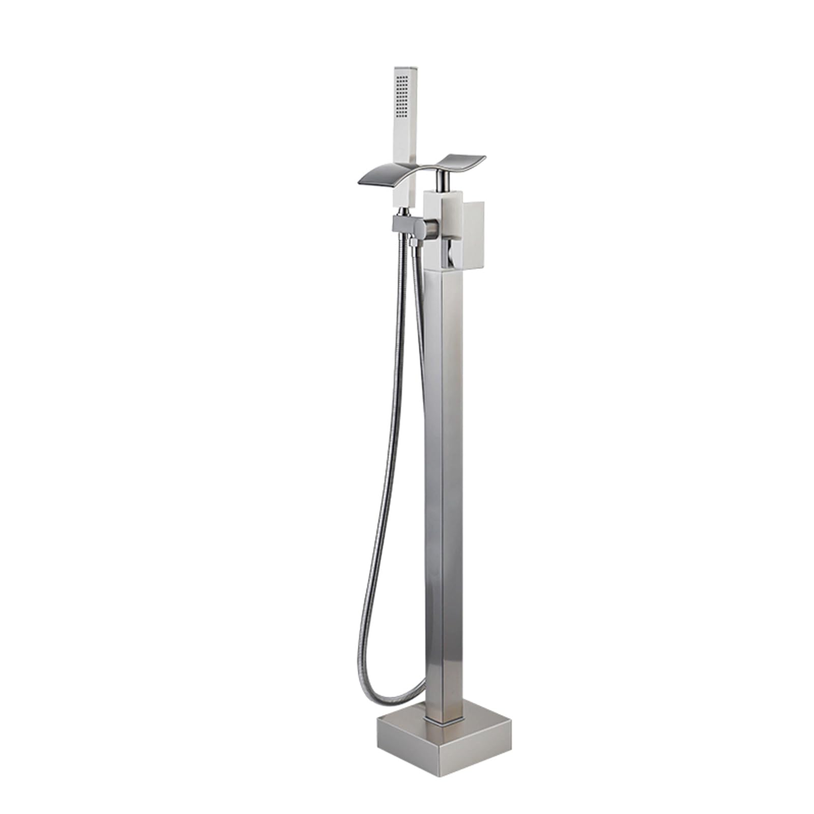 Robinet mitigeur de baignoire cascade or brossé sur pied pivotant 360 pour salle de bain design