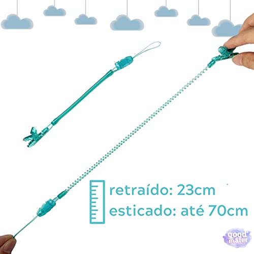02 Prendedores De Chupeta Mola (Azul e Transparente) + 02 Adaptadores de Chupeta