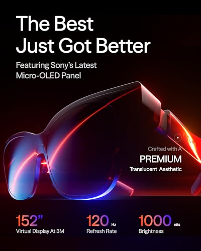 Image of VITURE Luma Pro XR Glasses - 152 inch 1200p 120Hz Ultra Sharp Display, 52 FOV, Electrochromic Film,Myopia Adjustments, Harman Audio, AR Glasses for iPhone 17 /16 /15, Android, Mac, PC, Steam Deck, Switch 2
