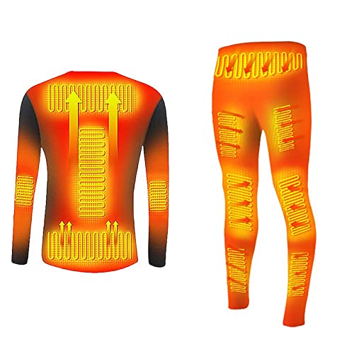 HWZZ Electric Heating Thermal Underwear Set, Winter Men's USB Heating Underwear Suitable for Outdoor Cold Work,Black,M