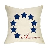 Softxpp Home Decorative Throw Pillow Cover America Sign, July 4th USA Star Patriotic Cushion Case Decor, Farmhouse Spring Summer Holiday Decoration Seasonal Pillowcase for Sofa Couch 18 x 18 Inch