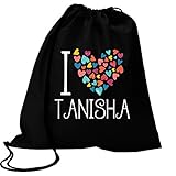 Idakoos I love Tanisha colorful hearts Sport Bag 18' x 13'