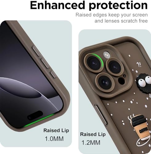 Image of SHINESTAR Back Cover for iPhone 16 Pro Max - 3D Cartoon Coffee & Eyes Design | Soft Silicone Shockproof Case with Full Camera Protection | Cute & Playful Phone Cover - Brown