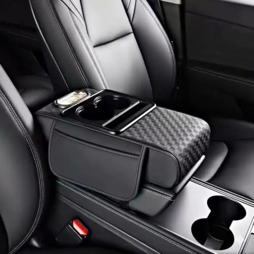 ZLXMRUT Center Console Armrest Cover Compatible with VW Polo 6R 6N 6N2 6C 9N 9N3 Leather Car Armrest Cushion Pad Protector Interior Accessories,Black