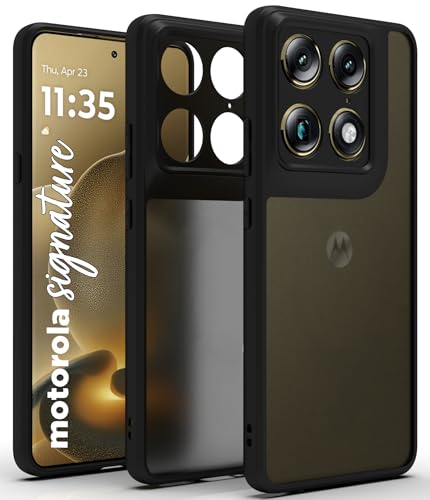 Image of RIGGEAR Shockproof Sleek Hybrid Armor Back Cover Case for Motorola Moto Signature 5G (Smoke Black Matte PC + Black TPU Bumper)