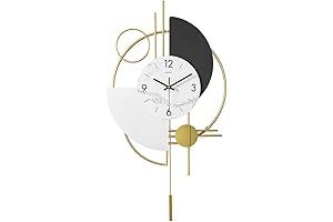 homary Modern 16.5 Inch Wall Clock for Living Room, Decorative Gold 3D...
