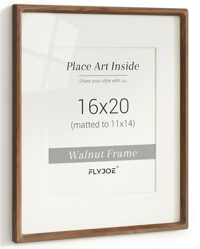 FLYJOE 40x50 cm Bilderrahmen, Massivholz Walnuss-Fotorahmen, Gehärtetes Glas, Handgefertigte Abgerundete Ecken… – Ansicht 1