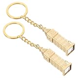 MERRYHAPY Llavero Decorativo de Aleación de Zinc Big Ben de Londres, Colgante Creativo Dorado, 2 Unidades, Accesorio Vintage Multifuncional para Llaves y Bolsos, Recuerdo Único para Viajes