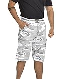 Ecko Cargo Shorts for Men – Twill Mens Cargo Shorts with Belt, White Camo 34