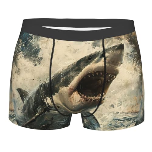 SMAZDFXX Herren-Boxershorts mit Hai-Sperma-Print, weich, atmungsaktiv, dehnbar, bequem, Klassische Slips