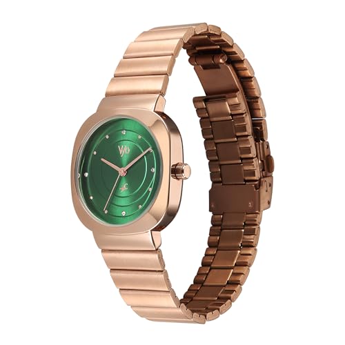 Image of Fastrack Vyb Mirage Quartz Analog Emerald Green Dial Metal Strap Watch for Women