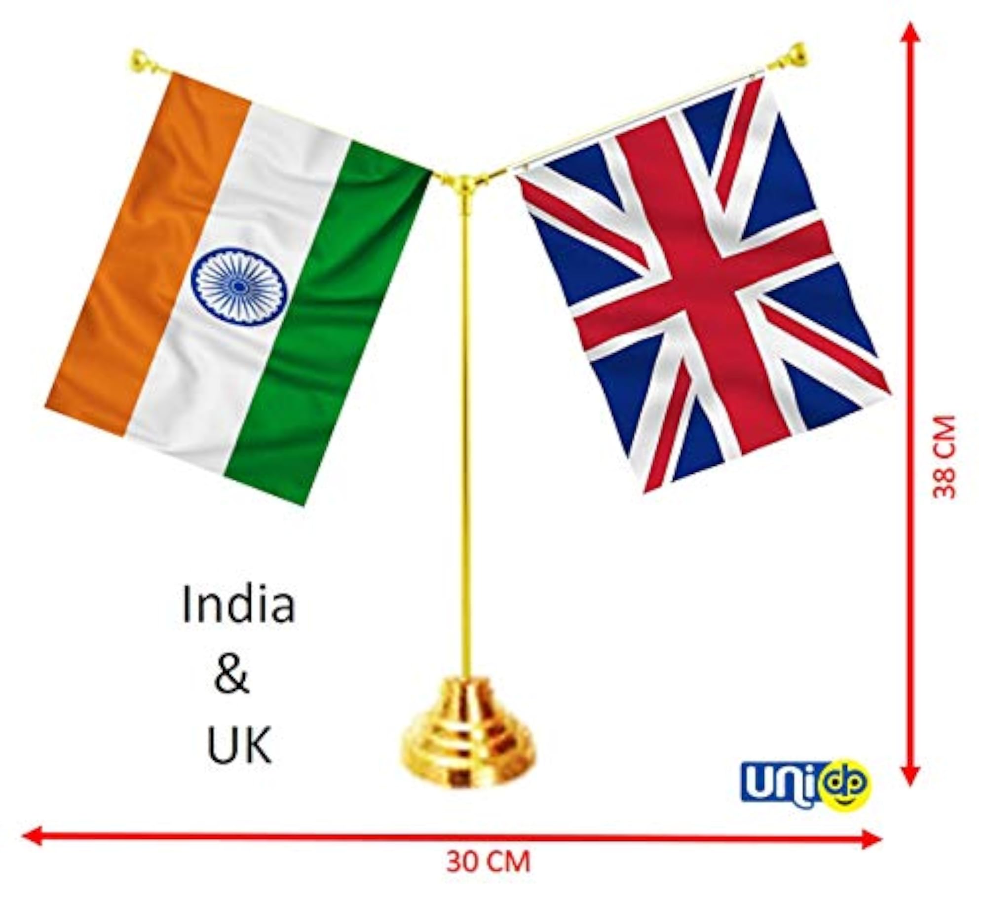 Miniature Double Sided Flags, UK & India