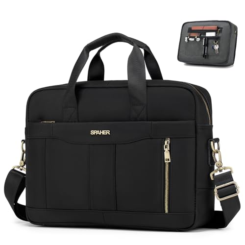 SPAHER Cartable Homme Cuir Malette Sacoche Ordinateur Homme 15,6 Pouces Sacoche Travail Business Besace Sac Porte Document Sacs à Main Bandoulière Messenger...