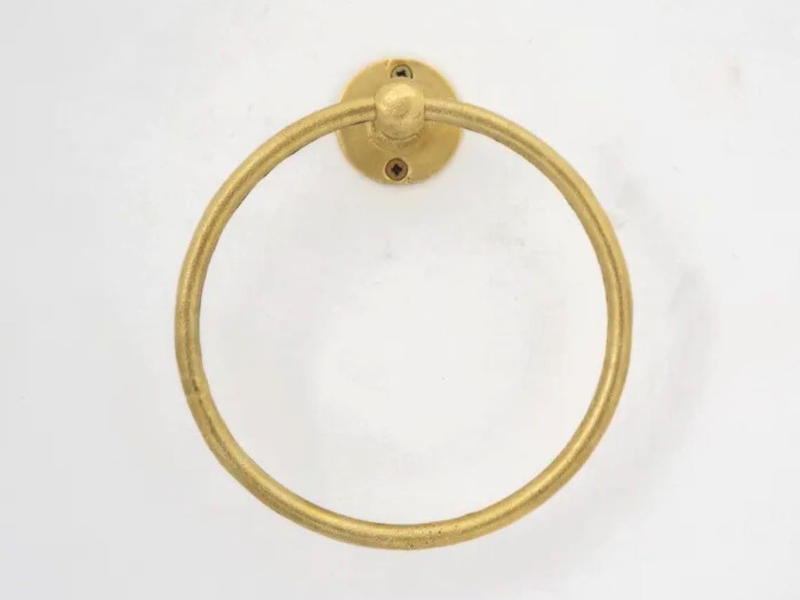 Solid Brass Towel Ring, Unlacquered Brass Towel Holder, Wall Mounted Hand Towel Holder, Bathroom Accessories