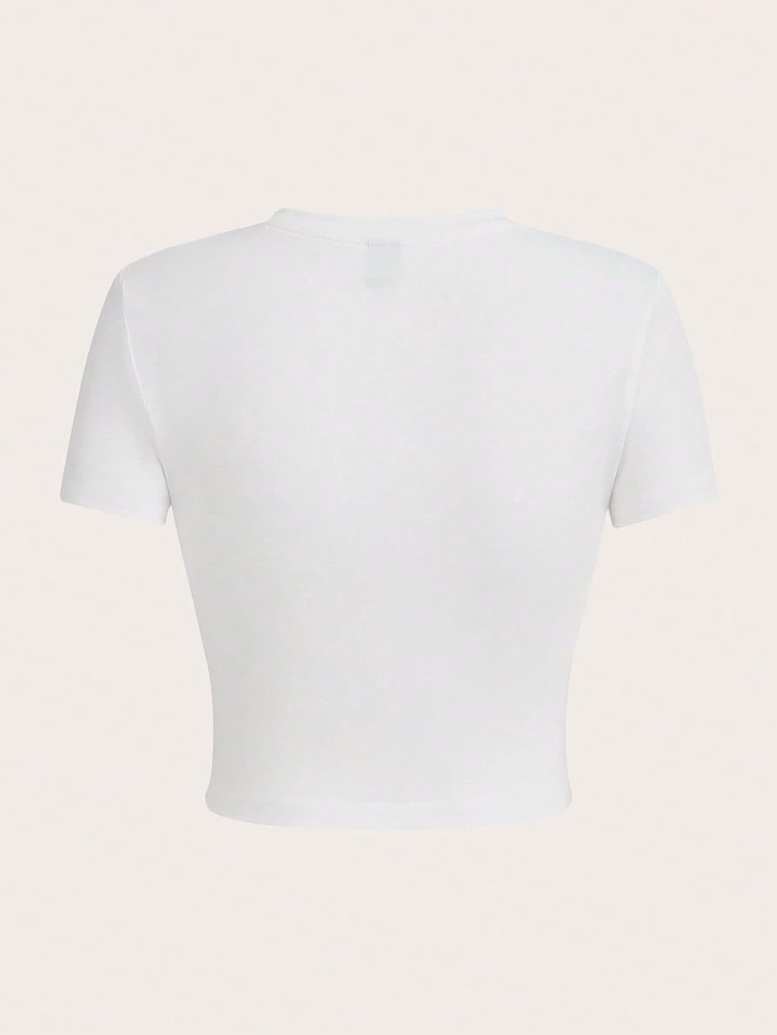 GORGLITTER Women's Letter Graphic Print Crop Tee Shirt Top Crewneck Slim Fitted Short Sleeve T-Shirt - Image 2