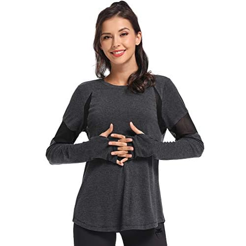 Muzniuer Womens Long Sleeve Workout Shirts-Plain Long Sleeve Tshirt for Women Yoga Sports T-Shirt Activewear with Thumb Hole