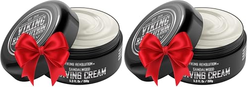 Image of Viking Revolution Luxury Shaving Cream for Men- Sandalwood Scent - Soft, Smooth & Silky Shaving Soap - Rich Lather for the Smoothest Shave - 5.3oz (Pack of 2)