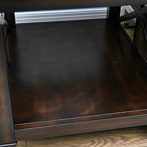 Moderion Large End Table For Living Room, Farmhouse Sofa Side With Tempered Glass,Solid Wood Telephone Storage Shelf, Nightstand 27-''X 22.5-''X 24-'', Bedroom Industrial Vintage Walnut Cjz1318Dc #TOP6