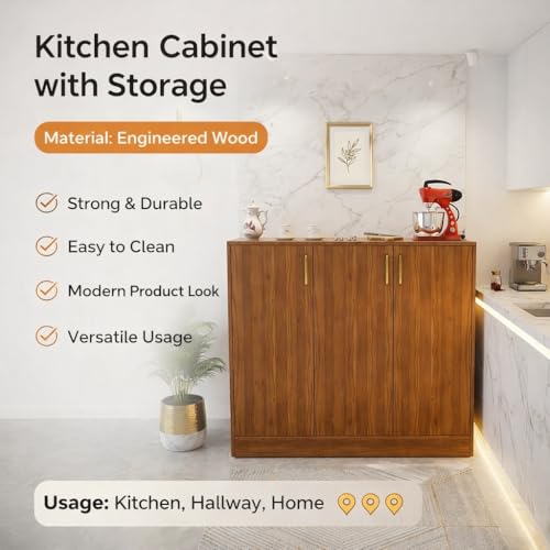 Image of Spyder Craft Accent Multipurpose Cabinet with Storage Storage Organizer with Doors Side Cupboard for Shoe, Hallway, Kitchen, Living Room, Office, Color -Noyce Lyon (Assembly - DIY)