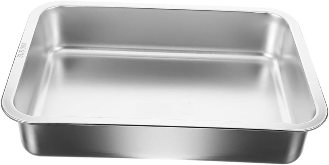 SUPVOX Stainless Steel Cat Litter Box for Kittens Small Pets Open Design Easy Access Safe for Delicate Paws Integrated Litter Scoop Storage for Cat Rabbit