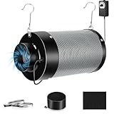 ATOUR 4 Inch Air Carbon Filter with Australian Virgin Charcoal – Odor Control. Built-in 5.5' Quiet Fan with Speed Control, for Inline Duct Fans & Grow Tents. Includes Vent Cover + Pre-Filter 4'x13.4'