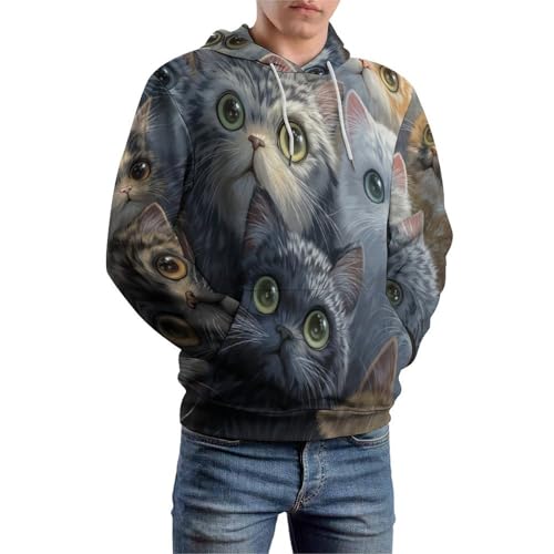 Sweat à capuche imprimé chat 3D pour éviter les pulls ternes et sans forme