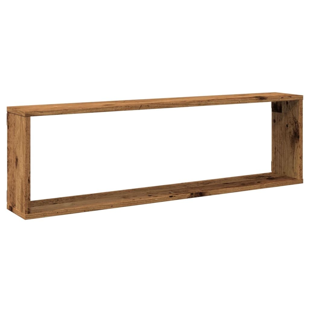 Estantería de pared en forma de cubo, 4 unidades, aspecto de madera vieja, 100 x 15 x 30 cm, material de madera, estantes flotantes para montaje en pared, estantes de pared para dormitorio