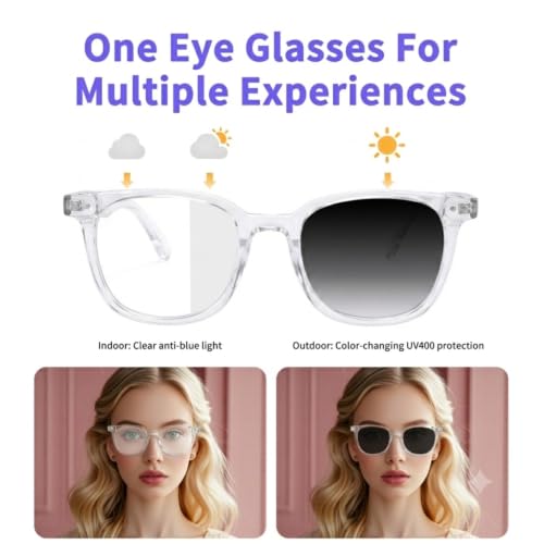Image of Smart Glasses for Women, Bluetooth Glasses with Transparent Frame | Photochromic Lenses Touch Control Voice Assistant Open-Ear Audio Hands-Free Calls Lightweight Comfortable for Work Relax