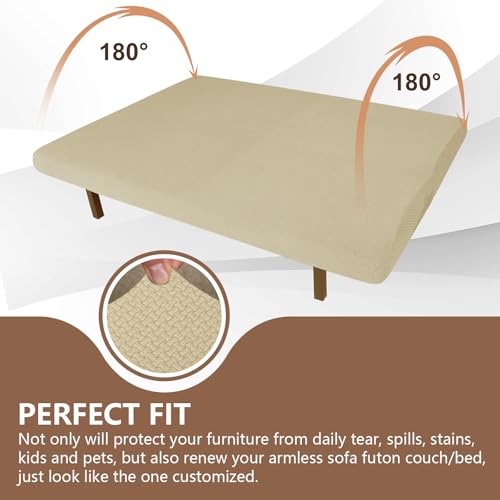 Housse de canapé extensible avec jupe anti-tache protection meuble blanche - 4